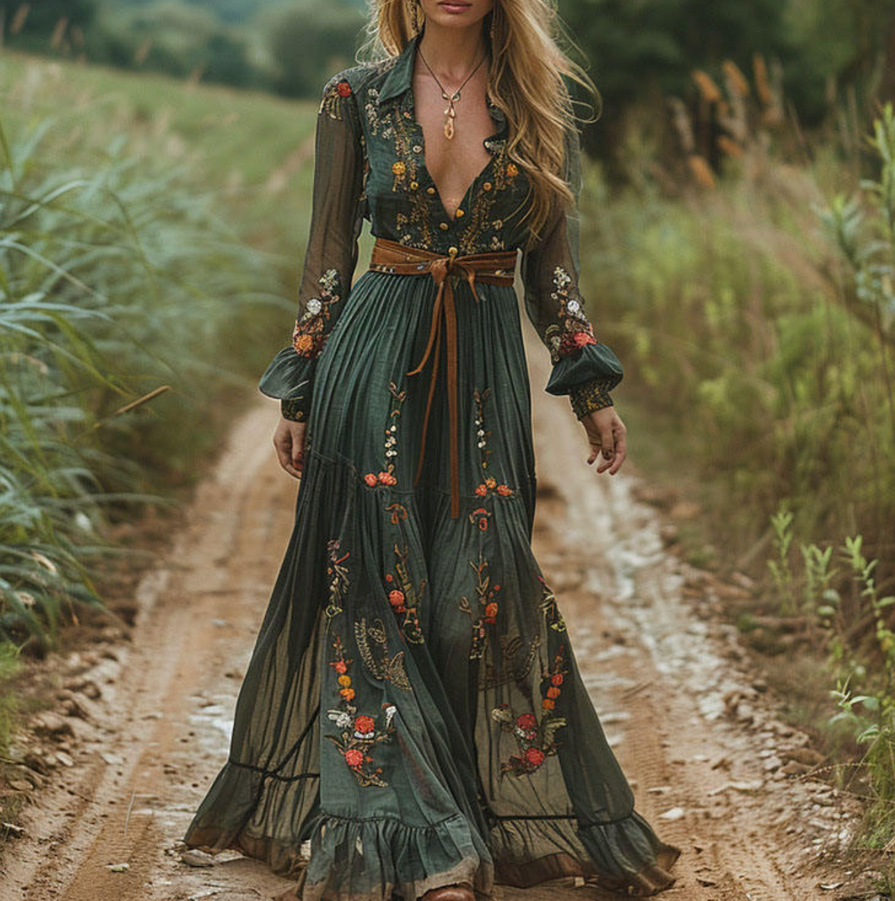 Green Boho Beach Cover-Up Dress – Breezy, Stylish & Vacation Ready