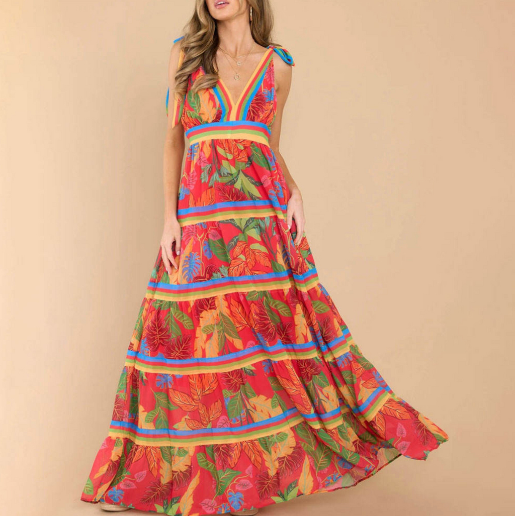 Boho Floral Digital Print Dress – Vibrant, Feminine & Effortlessly Chic