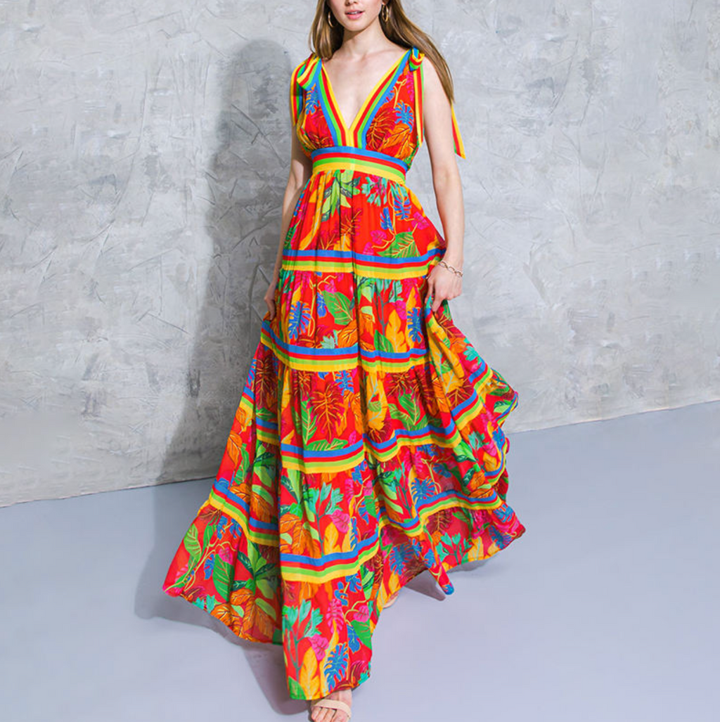 Boho Floral Digital Print Dress – Vibrant, Feminine & Effortlessly Chic