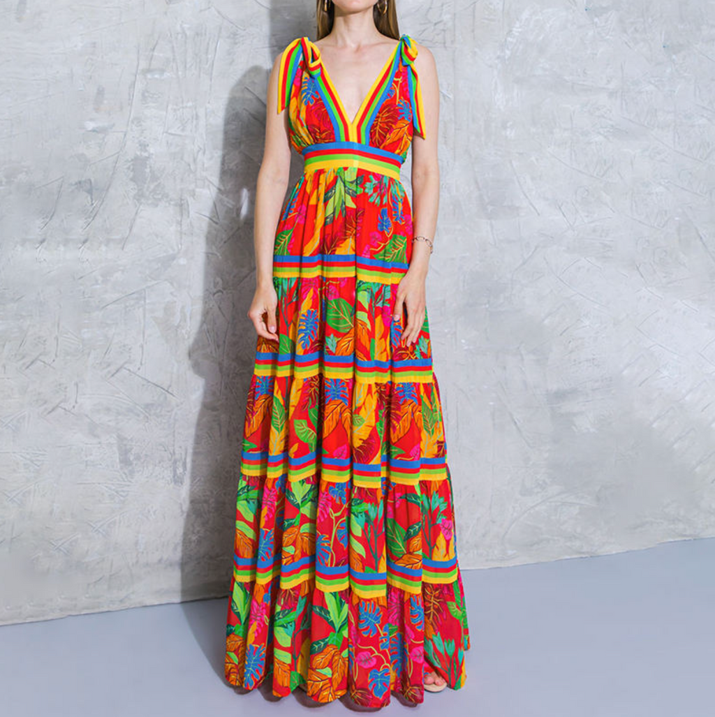 Boho Floral Digital Print Dress – Vibrant, Feminine & Effortlessly Chic