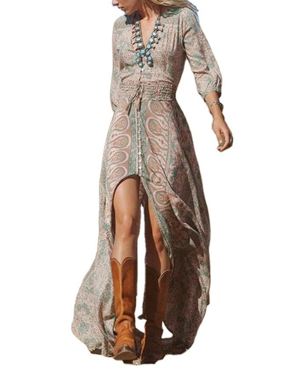 Boho Floral Beach Dress – Free-Spirited, Feminine & Effortlessly Chic