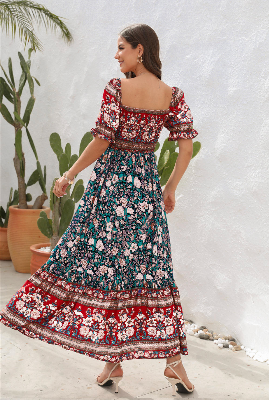 Summer Boho Square-Neck Dress – Feminine, Breezy & Effortlessly Chic