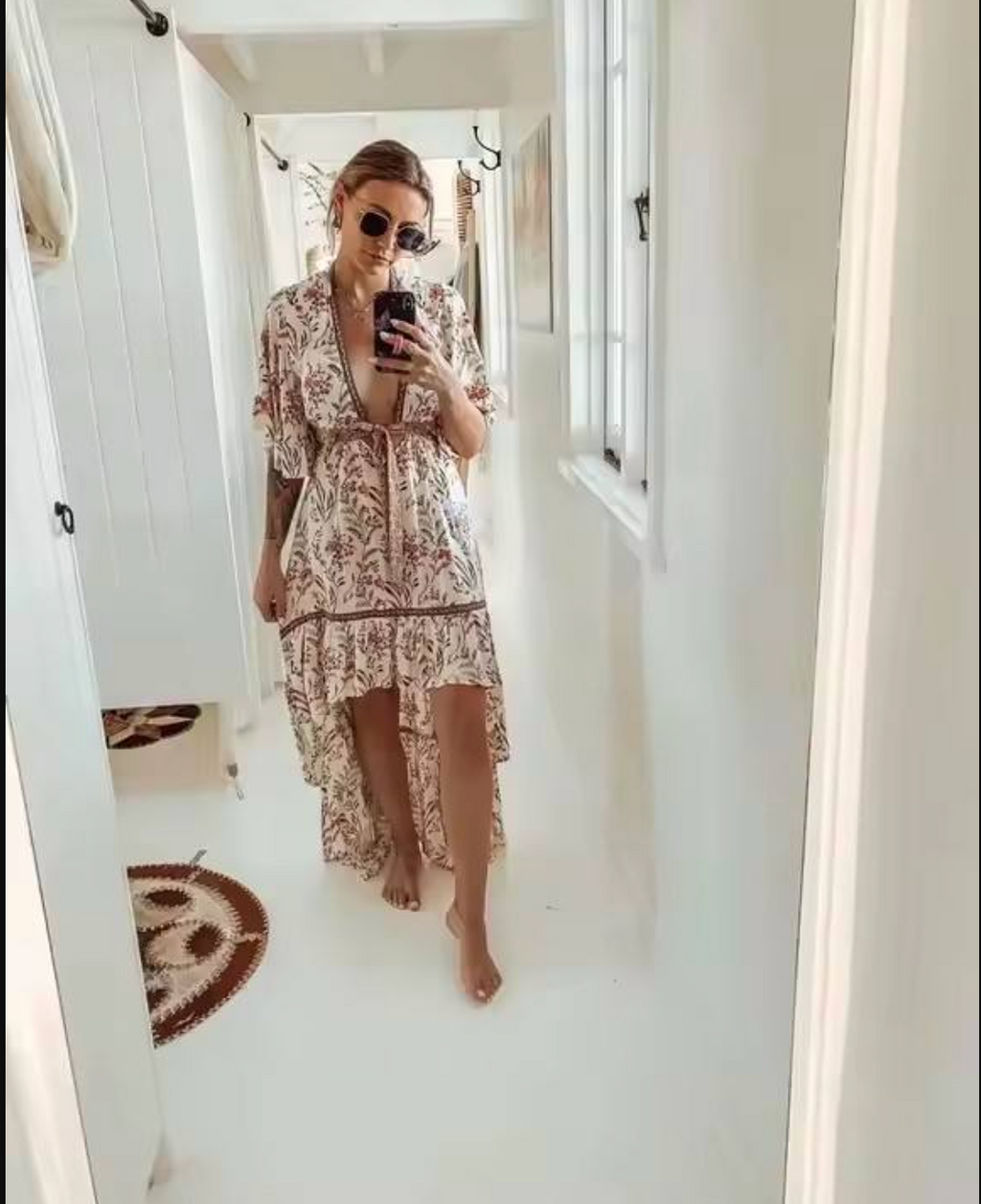 Bohemian Short-Sleeve Rayon Dress – Relaxed, Feminine & Effortlessly Stylish