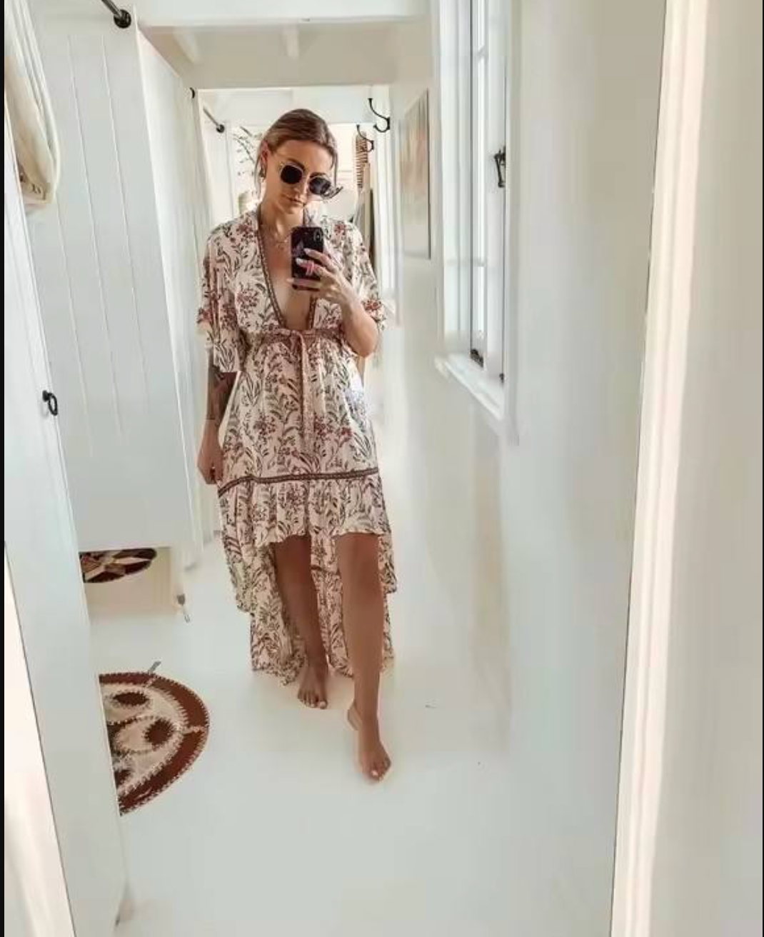 Bohemian Short-Sleeve Rayon Dress – Relaxed, Feminine & Effortlessly Stylish