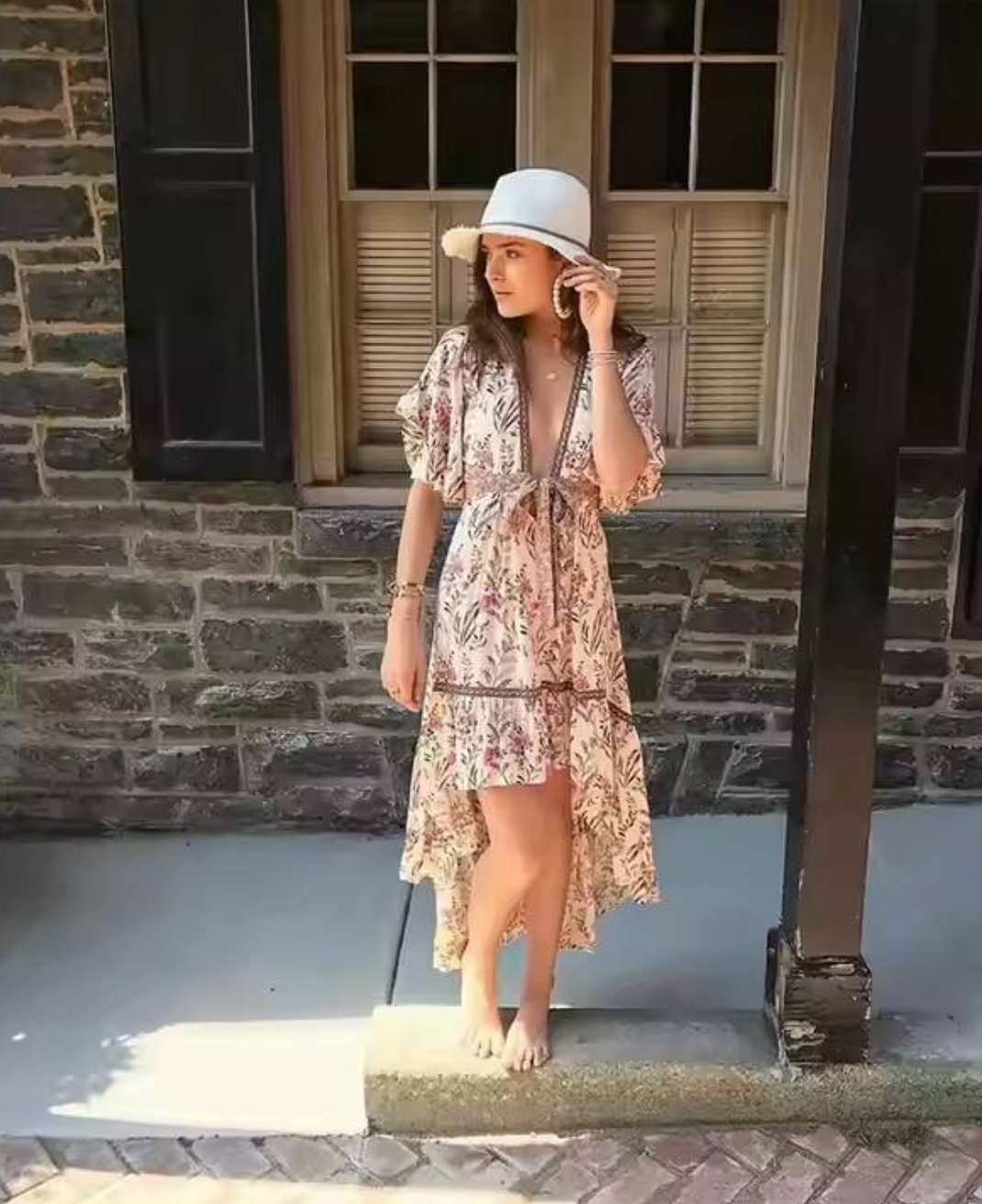 Bohemian Short-Sleeve Rayon Dress – Relaxed, Feminine & Effortlessly Stylish