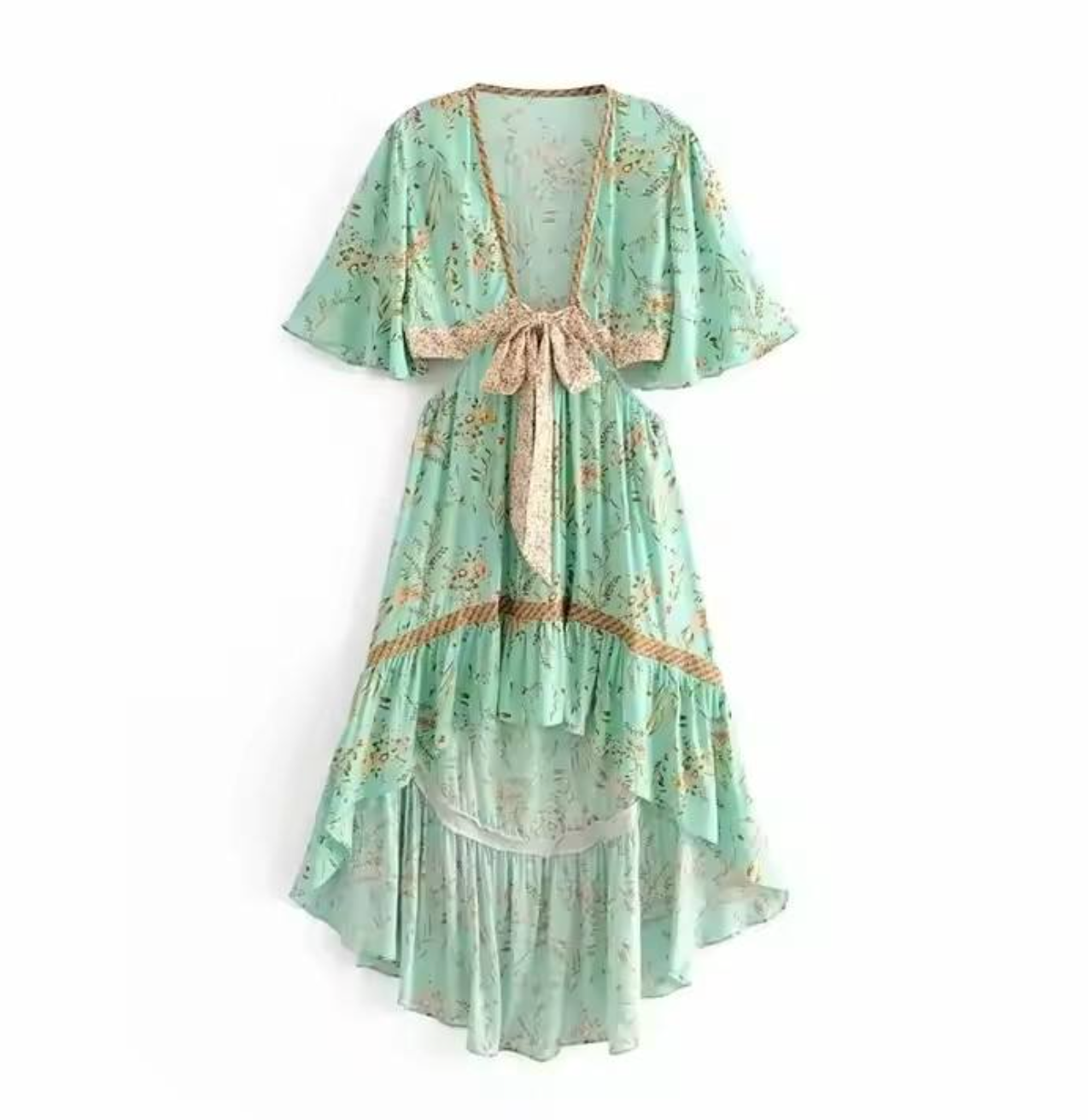 Bohemian Short-Sleeve Rayon Dress – Relaxed, Feminine & Effortlessly Stylish